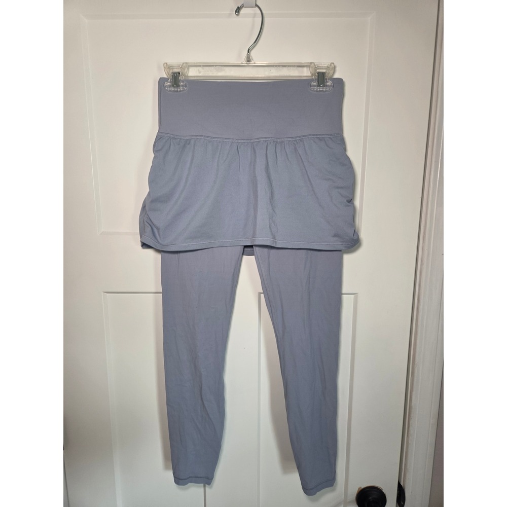 Athleta Skirted Leggings High Waisted Yoga Pants Blue Gray Skirt Overlay Small
